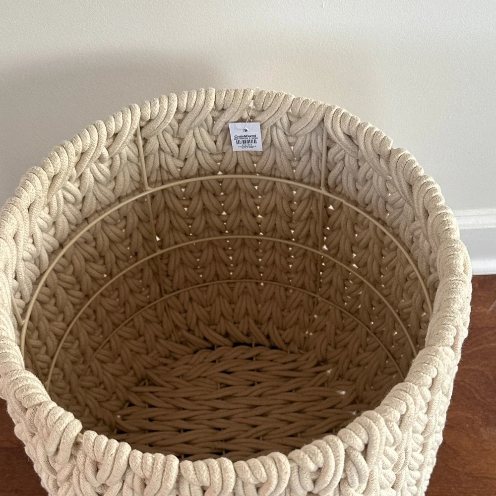 Crate & Barrel - Rulon White Medium Blanket Basket - Picture 7 of 8